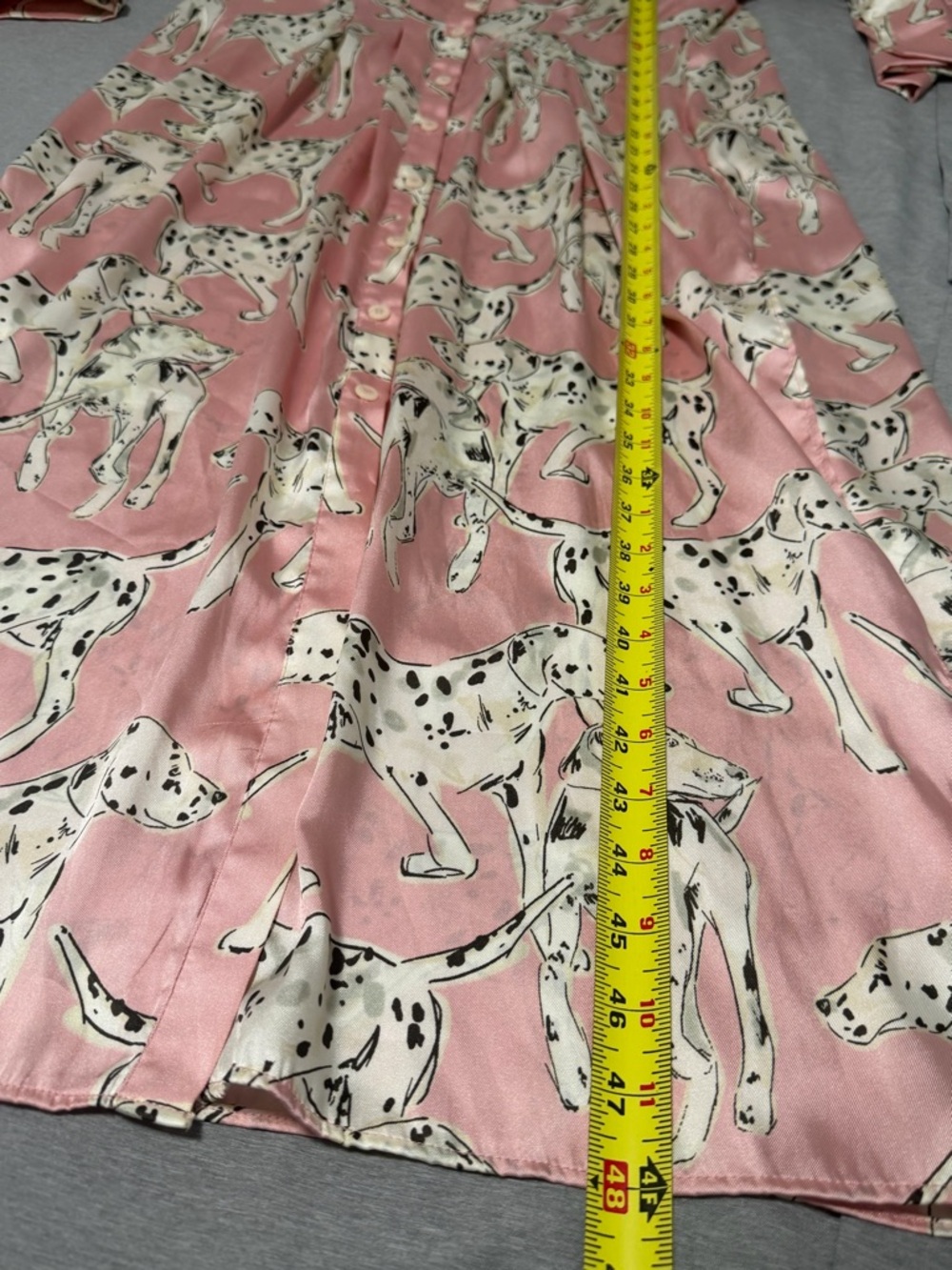 Zara Pink Dalmatian Dog Print Satin Shirt Dress Midi Long Sleeve XS - Picture 6 of 16